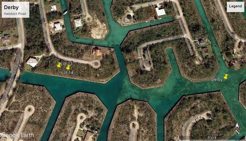 Check out these double lots, located on the water, zoned single-family in Derby Bay, a subdivision off The Grand Lucayan Waterway. The property is easily accessed just 15 minutes from Port Lucaya Market Place and 20 minutes from Freeport Internationa...