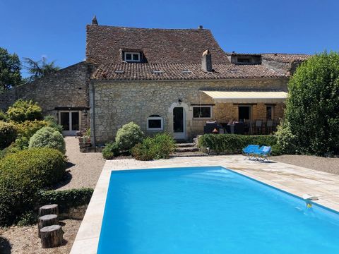 We are delighted to offer this pretty stone property, oozing with quirky charm and character and offering simply spectacular views across the Dordogne valley. Currently a well loved holiday home, but would stand equally as a full time residence, comi...