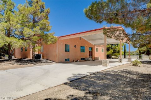 OVER 7000SQFT of living area WITH 3600 sq ft garage on 6 plus beautiful acres with mature trees, orchard and vineyard, located in the heart of Pahrump.This unique property is constructed with steel frame and block walls resulting in incredible insula...