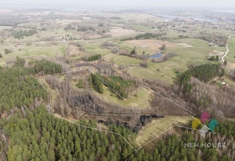 Een aantrekkelijk landbouwperceel gelegen in de bufferzone van het bos in Prawdowo bij Mikołajki. Een uiterst pittoresk gebied, gebruikt als weilanden, ingediend voor ecologische subsidies, gelegen in het Natura 2000-gebied en het Mazurisch Landschap...