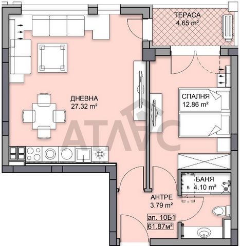 OFFER - 7225 NEW PROJECT! MODERN BUILDING IN KARSHIYAKA DISTRICT! ATLAS REAL ESTATE offers you a one-bedroom apartment with southern exposure, in one of the preferred neighborhoods of the town of Atlas. Plovdiv! The apartment we offer consists of a l...