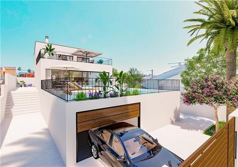 Brand new. Designer detached villa with swimming pool, 161m2 approx. with elegant design, ground floor with large living room with open fitted kitchen, toilet, 1 bedroom with en-suite bathroom, terrace with porch and saltwater pool. On the upper floo...