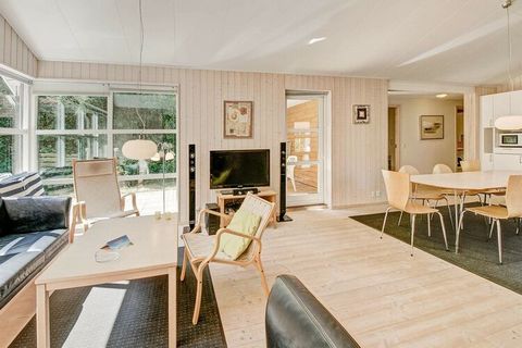 Holiday cottage on natural plot with trees. Modern, Scandinavian furnishing. Big modern bathroom with whirl pool, sauna and shower cubicle, wash bassin and WC. The big terrace is a great place to enjoy a long and sunny day. The distribution of the va...