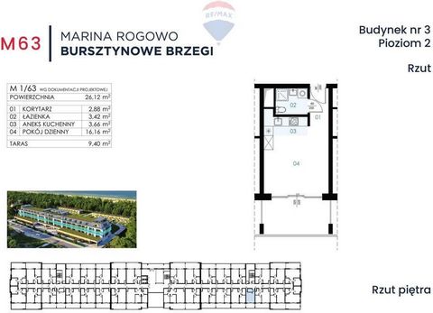 MARINA ROGOWO BURSZTYNOWE BRZEGI - Apartament 1-pokojowy Luksusowe Apartamenty i Domy w Rogowie, 70 metrów od Morza! 18 km od Kołobrzegu, bezpośrednio od dewelopera. Cena brutto (z 8% vat) Przedmiotem ogłoszenia jest mieszkanie 1 - pokojowe nr M63 , ...