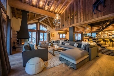 Val d'Isère. Le Crêt. Exceptional chalet in a quiet, bucolic, elevated location, with magnificent E-S-W exposure. Composed: R-1 Garage, large luxury ski-room, home cinema and wellness area with pool, sauna, hammam, gym, massage room and access to ter...
