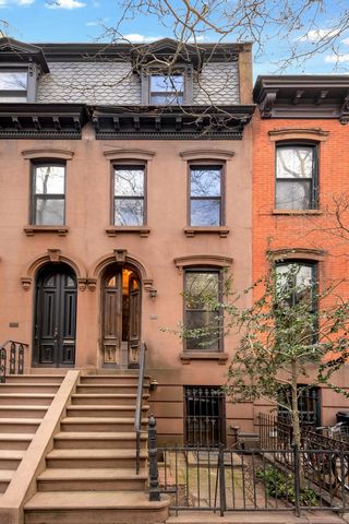Preservation was a focus of the 1999-2002 renovation by an architect owner of this Second Empire Style brownstone row-house built in 1872 in the Boerum Hill Historic District. Restored elements include original wide board floors, a skylit center stai...