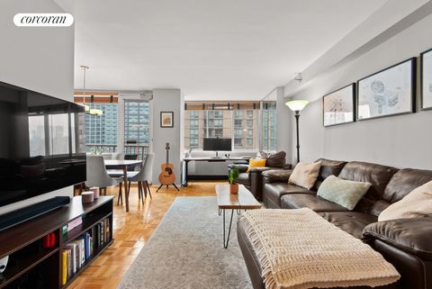Welcome home to residence 12C at City Lights on the Long Island City waterfront. This spacious 1-bedroom, 1-bath home features a large living room, a windowed den/dining area and a private balcony. The oversized closets have been customized by Califo...