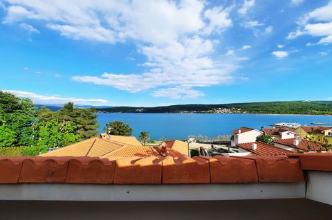 The island of Krk, Soline Bay, Čižići, furnished duplex apartmen surface area 75,74 m2 for sale, with sea view, 60 m from the beach. The apartment consists of ground floor with living room, kitchen, dining area, bedroom, bathroom, storage room, hallw...