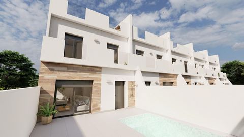 NEW BUILD TOWNHOUSES IN DOLORES DE PACHECO New Build townhouses and semi-detached villas located in Dolores de Pacheco, Murcia. Each property has 3 bedrooms, 2 bathrooms, an open plan kitchen with living/dining area, front and rear terraces, solarium...