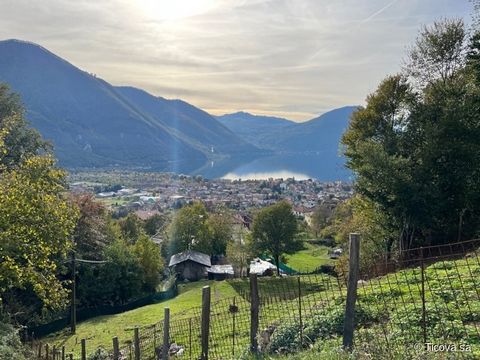 Ref. 2119 I: Ticova immobiliare oferece à venda em Corrido, acima do município de Porlezza (Lago Lugano) e a 19km do Centro de Lugano, grande terreno de construção com vistas desafogadas. Área total de 2000 metros quadrados, dos quais 674 metros quad...