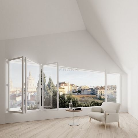 ESTRELA Located in one of the most sought-after neighbourhoods in Lisbon, this townhouse is named after the beautiful view it enjoys over the white-domed Basilica da Estrela. The approved extension project of 485m² is rendered in architectural 3D des...