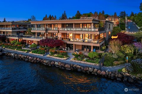 A rare opportunity to own in the Water's Edge, a premier luxury waterfront condo in downtown Kirkland with ~280' of community shoreline. This desirable, end unit offers an open concept marked by high ceilings & generous rooms where every corner exude...