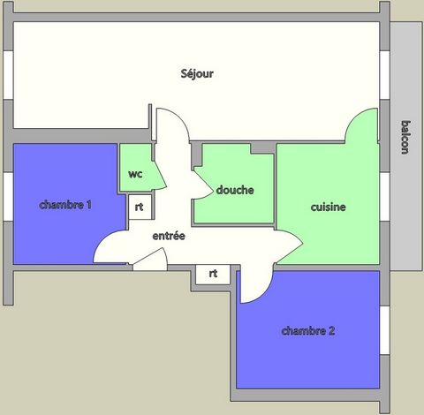 Dpt Seine Maritime, Appartement T3 à vendre ROUEN rive gauche 61 m² + balcon + meubles + cave