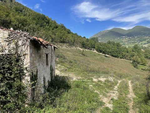 Sant'Anatolia di Narco, in a panoramic position we offer for sale a single farmhouse to be rebuilt with an approved project with land of 2.5 hectares. The project that has already been approved by the Municipality of Sant'Anatolia di Narco provides f...