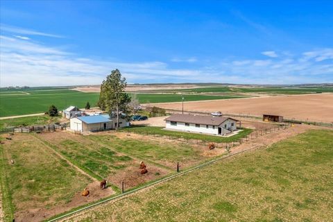 Beautiful country home situated on over 9 acres, fully fenced with over 7 acres of irrigated pasture, ideal for horses or livestock. The property features a beautiful home with two separate living quarters and a large insulated shop, perfect for stor...