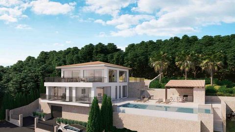 Unique new construction luxury project with breathtaking far-reaching views of the bay of Santa Ponsa, in the southwest of the sunny island.This contemporary villa is harmoniously integrated into the mountainside and offers plenty of peace and privac...