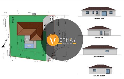 L'agence VERNAY IMMOBILIER à le plaisir de vous présenter sur la commune de Diémoz, Un projet de construction d'une maison individuelle de plain pied de 101.51 m2 sur un terrain de 800 m2 Elle se compose d'une entrée donnant accès à un salon / séjour...