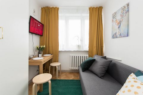 Apartament typu ministudio na Mokotowie Komfortowy apartament typu ministudio na warszawskim Mokotowie o powierzchni 16m2, przystosowany dla 2 osób. W mieszkaniu znajduje się niezbędne wyposażenie, które ułatwi Twój pobyt, zapewni relaks i przyjemnoś...