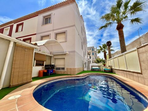 Semidetached villa with 6 bedrooms and a private pool just 150m from the beach The property is divided into 4 floors with separate entrances various terraces and a fenced plot Ground floor consists of a living room 2 double bedrooms a kitchen and a b...