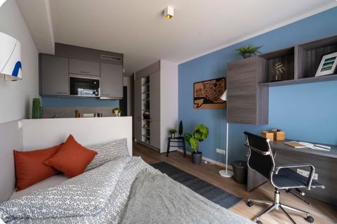 Discover an ultra-modern, compact studio apartment that is fully furnished and perfect for 1 or 2 people. It has everything you need: - A large bed (120x80) with storage space underneath. - An office area with desk, chair and connections for your dev...