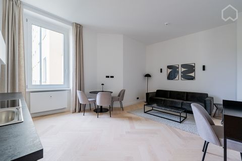 Step into the charm of a cozy, beautifully furnished 1-room apartment nestled in the southern part of Berlin. As you enter, you're greeted by an inviting, open-plan living space that seamlessly blends modern design with comfort. The herringbone-patte...
