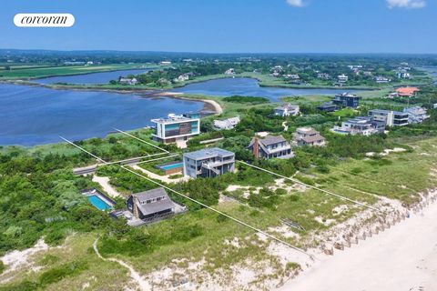 Absolutely amazing and unique opportunity! Oceanfront casual contemporary beach house sitting high on the dunes with sparkling ocean views, stunning Mecox Bay sunsets, and separate guest suite along with gunite pool. Also incredible potential to buil...