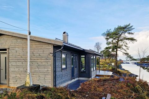 Newly built holiday home on a great beach plot with a view of Vabuvågen. Final cleaning included in the price. The holiday home has an open kitchen and a wood-burning stove in the living room. Exit to terrace via large sliding door. Smart TV via broa...