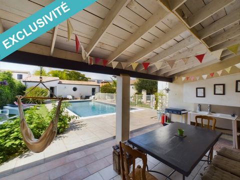 Single-storey house 215m2 - 6 bedrooms - Land 749m2 - Swimming pool 10x5 10km from La Rochelle, in a cul-de-sac in the center of LA JARRIE, with all amenities, supermarket, bus stops on foot, train station, nursery and elementary schools, college, do...