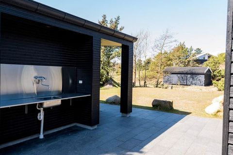 Auf einem schönen Dünengrundstück nahe am Strand und am Golfplatz liegt dieses von einem Architekten entworfen Luxusferienhaus mit Erlebnissen der Sonderklasse. Das Niedrigenergiehaus hat Fussboden-heizung in allen Räumen, Akustikdecke, schicke Glasp...