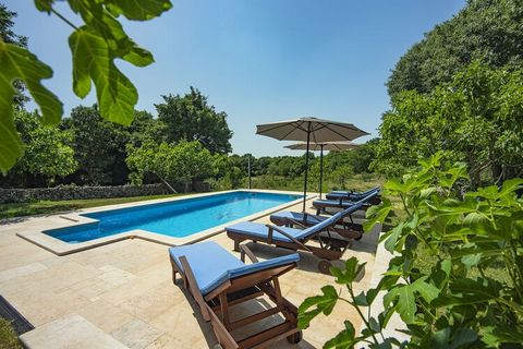 Esta casa de vacaciones rústica se encuentra en Valtura, cerca de Pula, y tiene 3 dormitorios con baño privado. La propiedad es ideal para un gran grupo de amigos o familias con niños. En el jardín verde mediterráneo es la piscina privada con terraza...