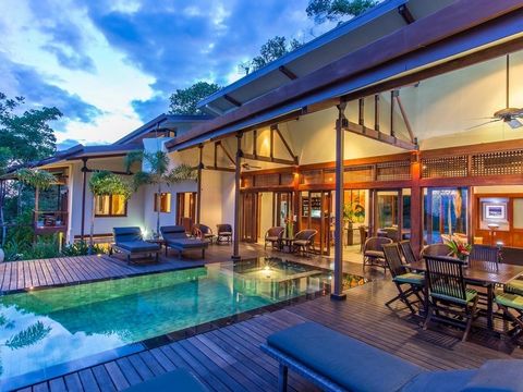 One of the most desirable estate properties anywhere in the Southern Zone, the Achiote Reserve, stands above the rest in an area of real estate excellence. The five acre hilltop, which is crowned by this Bali modern home, is one of only three propert...