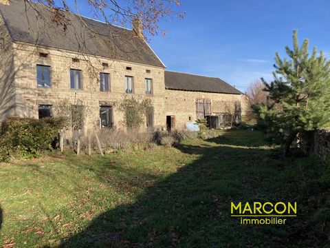 MARCON IMMOBILIER - CREUSE - Ref 88264 - CHENERAILLES A house comprising on the ground floor: entrance hall, fitted kitchen (fireplace, upper and lower furniture), living room (pellet insert), toilet, 2 storerooms. 1st floor: landing, 2 bedrooms (one...