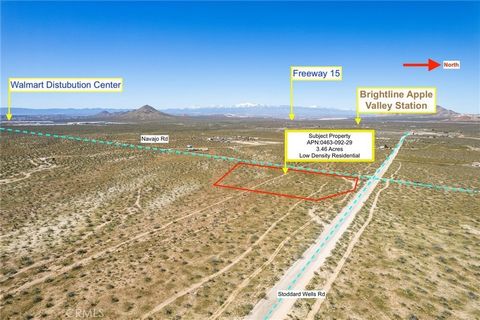 Seize a prime investment opportunity in Apple Valley with this 3.457-acre corner lot located at the intersection of Stoddard Wells Rd and Navajo Rd. Ready for development, this property offers immediate access to water and electricity, setting a seam...