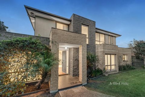 Tucked away overlooking Raymond Court, this architect designed four bedroom two bathroom family town residence enjoys a fine sense of spacious elegance. Timeless with its herringbone parquetry timber flooring, decorative wainscoting and plantation sh...