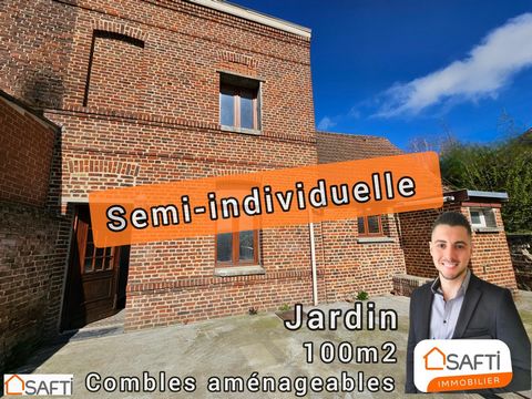 Maison semi-individuelle de 100 m², 5p,2ch possibilité 3, combles, JARDIN.
