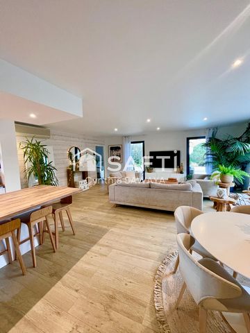 Maison moderne et charmante avec jardin paysager, terrasse et piscine