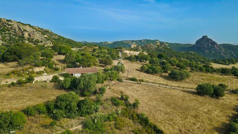We offer for sale an interesting property in the countryside, consisting of over 3 hectares of land in a dominant position with views of the plain of Arzachena and the Gulf of Cannigione. On the property there are two ancient 