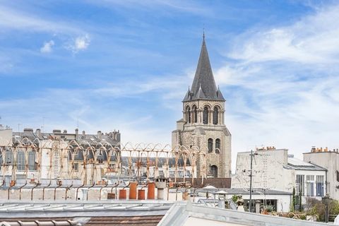 Paris 6th delightful bright duplex apartment.In the heart of Saint Germain des Pres, this dreamy duplex apartment in the sky boasts a large balcony with exceptional views over the roofs of Paris and monuments.Elegantly renovated, the sunshine and cal...