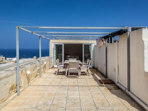 Bright corner penthouse duplex with spacious roof terrace. Ideally located in a tranquil residential area just a few steps away from all the best Valletta has to offer. Nice living quarters with separate dining and seating room. Large kitchen equippe...