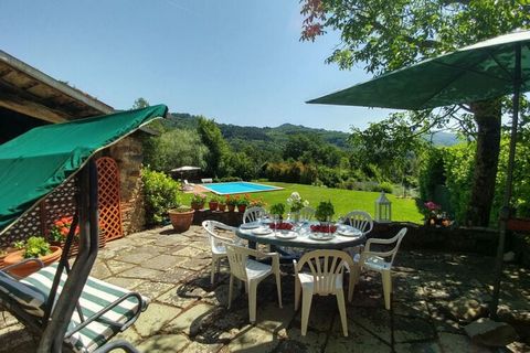 Rustiek landhuis met zwembad in Garfagnana (Lucca) op een panoramische locatie, met grote tuin en zwembad (privégebruik), barbecue, internet