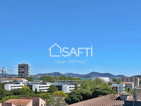 Fabien TRIFFAULT independent advisor offers for sale this T5 apartment of 100m2 with closed terrace of 12 m2 and garage in a closed and secure residence close to the Georges Sand hospital in La Seyne-sur-Mer. The bright apartment on a high floor with...