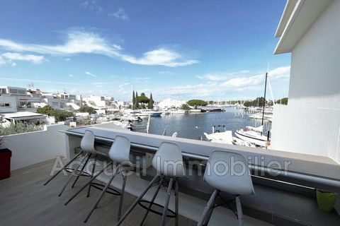 Marina P3 on the 1st and last floor, with independent entrance, quiet. Excellent condition, sold furnished, jetty 3.5 x 9 m. Private dock of 14 m² + terrace of 12 m². Separate toilet, bedroom with cupboard, bathroom with shower, equipped kitchen. Rev...