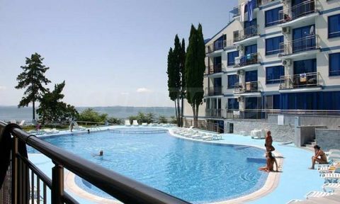 SUPRIMMO Agency: ... We present for sale a cozy, furnished one-bedroom apartment with a large terrace in the popular complex in Pomorie. The complex offers many amenities and top location on the first line, with direct access to the beach and close t...