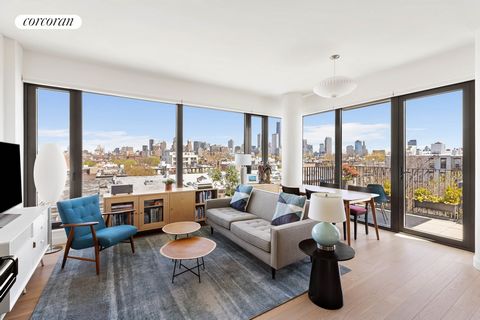 INDOOR PARKING SPACE INCLUDED IN PRICE. This spectacular 3 bed, 2 bath condo offers incredible light, luxurious finishes, a 72 SF balcony, and dramatic views of midtown and downtown Manhattan that only a high-floored corner unit like this can offer. ...