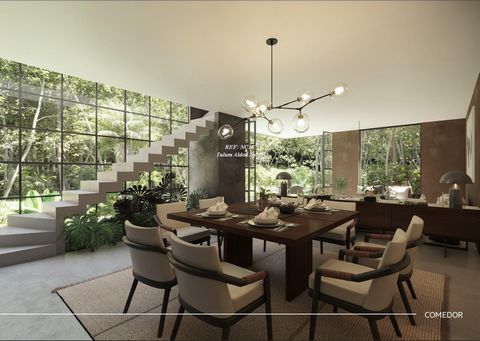 VILLA de luxe à Aldea Zama', Tulum. Le terrain de 360 mètres carrés, la villa de 240 mètres carrés offre un style de vie entouré par la jungle, mais dans la zone de plus de valeur ajoutée à Tulum, la villa est composée d’un salon et d’une cuisine, de...