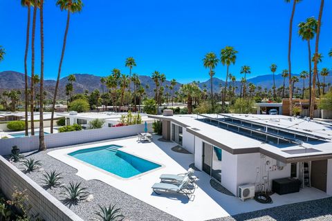 Genuine mid-century modern gem, beautifully sited on an elevated lot with panoramic 360° mountain views. Updated and renovated throughout (including big ticket items like NEW reflective elastomeric roofing, AC units, pool equipment & newly recoated c...
