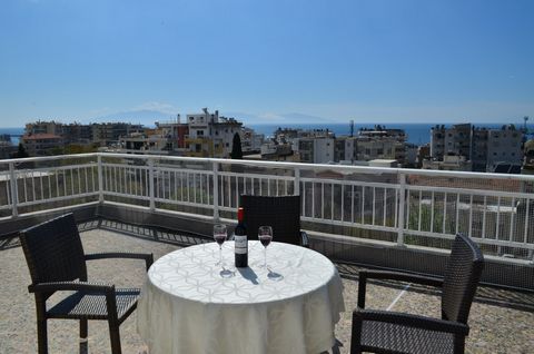 Spacious flat in the 4th floor. Bedroom with two single beds, living room, bathroom, fully equipped kitchen. Large terrace with panoramic view over the city of Kavala and the Aegean Sea. For families only.