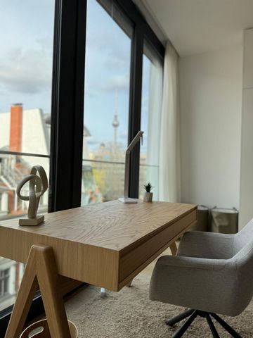 Welcome to your new home in the heart of Berlin Mitte! This charming and fully furnished two-room apartment not only offers an ideal location, but also a breathtaking view of the television tower. The spacious balcony invites you to relax and enjoy t...