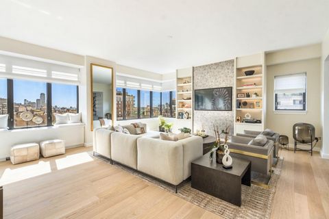 NO MAINTENANCE UNTIL MAY 2026!! NEW PRICE! A rare and exceptional offering of a sprawling, mint condition lavish penthouse with a large private entertaining terrace, all drenched in sunlight with glorious views of the Hudson River and New York City s...