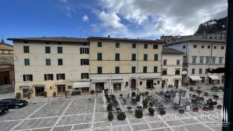 Apartment Il Ritrovo in the historic centre for sale in Cetona, Siena. Property with double condominium access, one from the main square, the other from an alley behind the square. The apartment is on one level overlooking the square of the historic ...